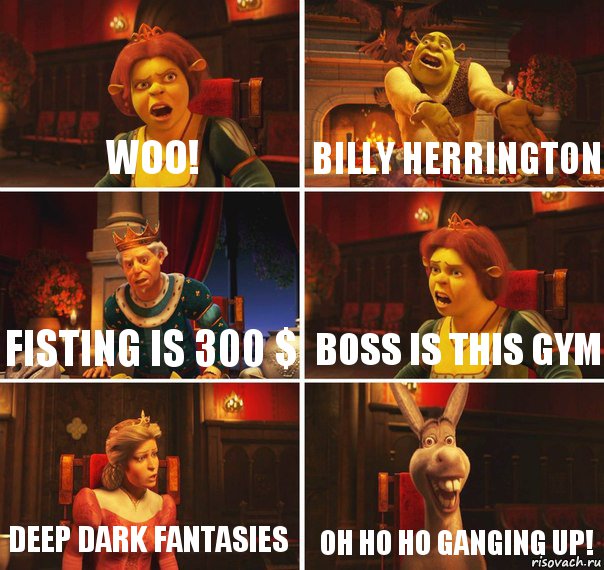 woo! billy herrington fisting is 300 $ boss is this gym deep dark fantasies oh ho ho ganging up!, Комикс  Шрек Фиона Гарольд Осел