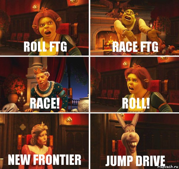 Roll ftG Race ftG Race! Roll! New Frontier Jump Drive, Комикс  Шрек Фиона Гарольд Осел