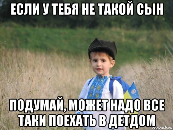 если у тебя не такой сын подумай, может надо все таки поехать в детдом, Мем Украина - Единая