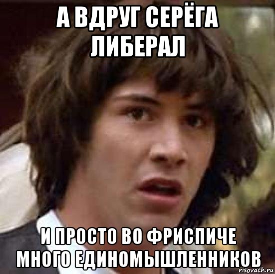 а вдруг серёга либерал и просто во фриспиче много единомышленников, Мем А что если (Киану Ривз)