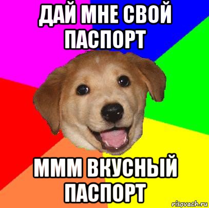 дай мне свой паспорт ммм вкусный паспорт, Мем Advice Dog