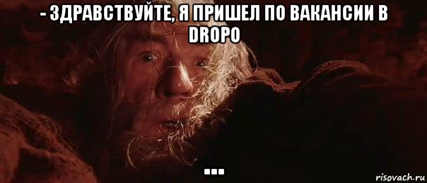 - здравствуйте, я пришел по вакансии в dropo ...