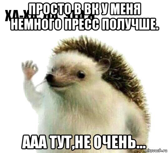 просто в вк у меня немного пресс получше. ааа тут,не очень..., Мем Ха-ха да это я