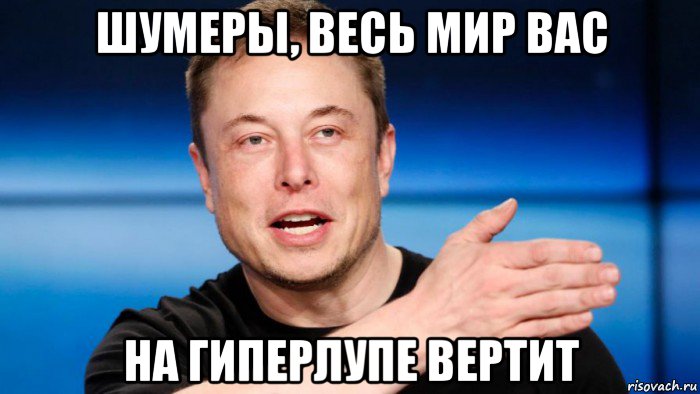 шумеры, весь мир вас на гиперлупе вертит, Мем Илон Маск