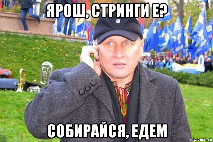 ярош, стринги е? собирайся, едем