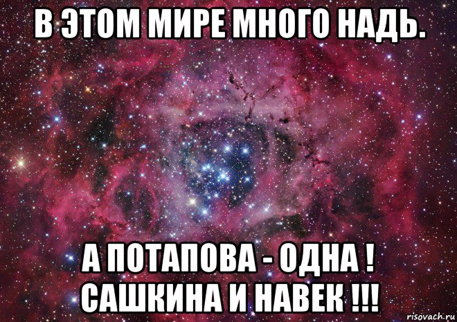 в этом мире много надь. а потапова - одна ! сашкина и навек !!!, Мем Ты просто космос