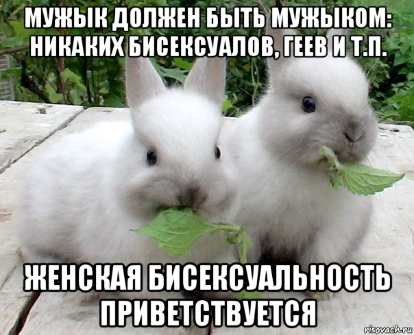 мужык должен быть мужыком: никаких бисексуалов, геев и т.п. женская бисексуальность приветствуется