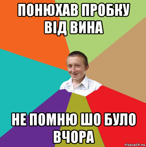 понюхав пробку від вина не помню шо було вчора, Мем  малый паца