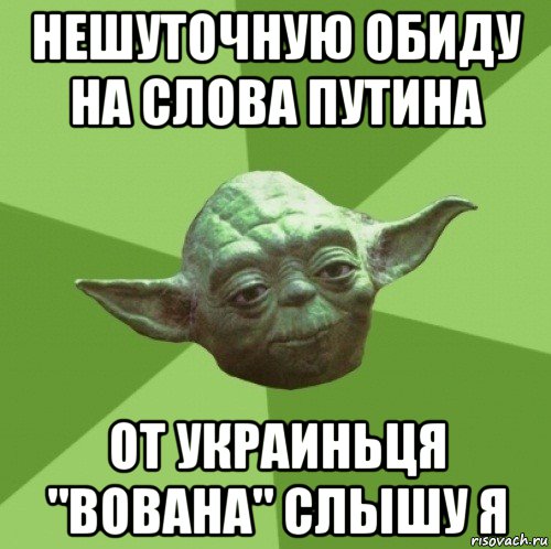 нешуточную обиду на слова путина от украиньця "вована" слышу я, Мем Мастер Йода