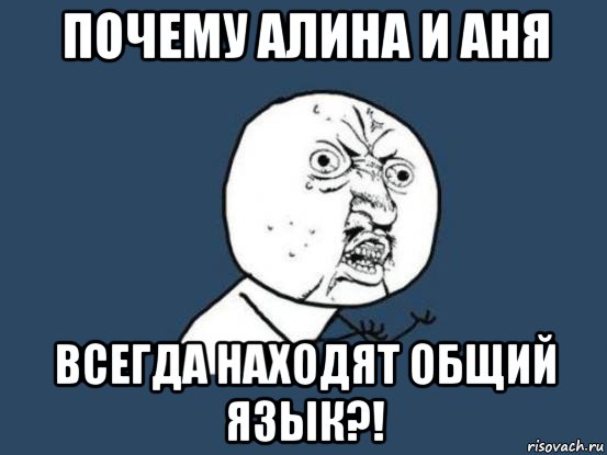 почему алина и аня всегда находят общий язык?!, Мем Ну почему