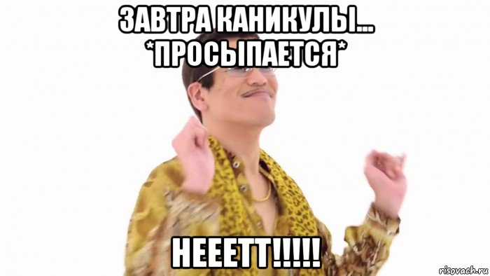 завтра каникулы... *просыпается* нееетт!!!!!, Мем    PenApple