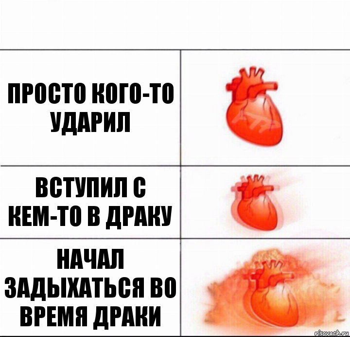 Просто кого-то ударил Вступил с кем-то в драку Начал задыхаться во время драки, Комикс  Расширяюшее сердце