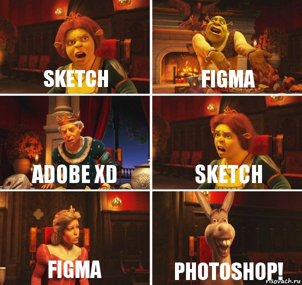Sketch Figma Adobe XD Sketch Figma Photoshop!, Комикс  Шрек Фиона Гарольд Осел