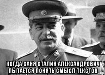  когда саня сталин александрович пытается понять смысл текстов