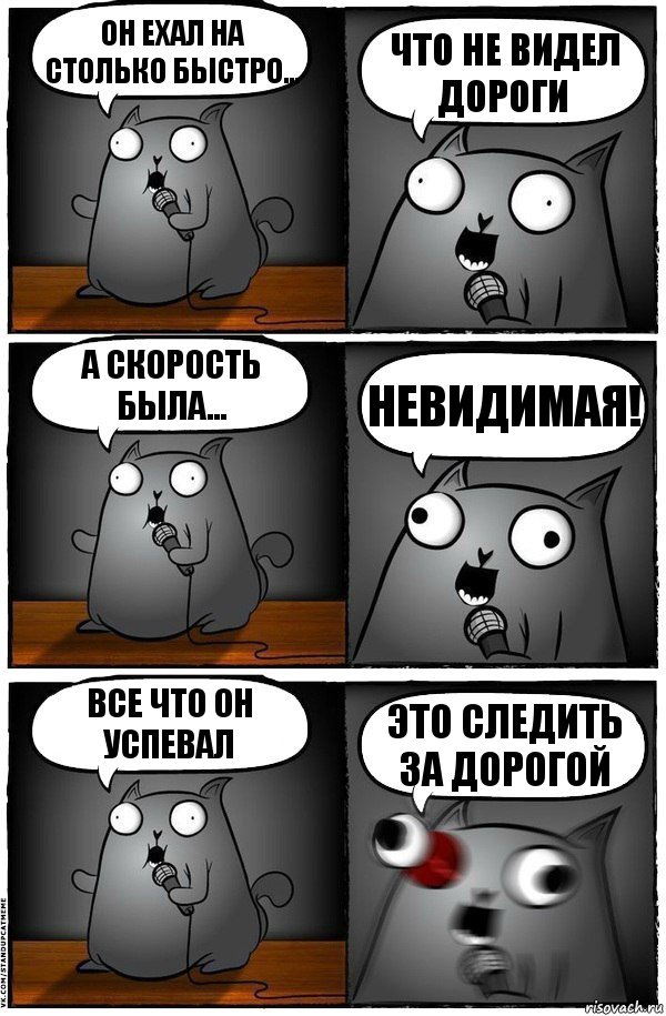 Он ехал на столько быстро… Что не видел дороги А скорость была… Невидимая! Все что он успевал Это следить за дорогой