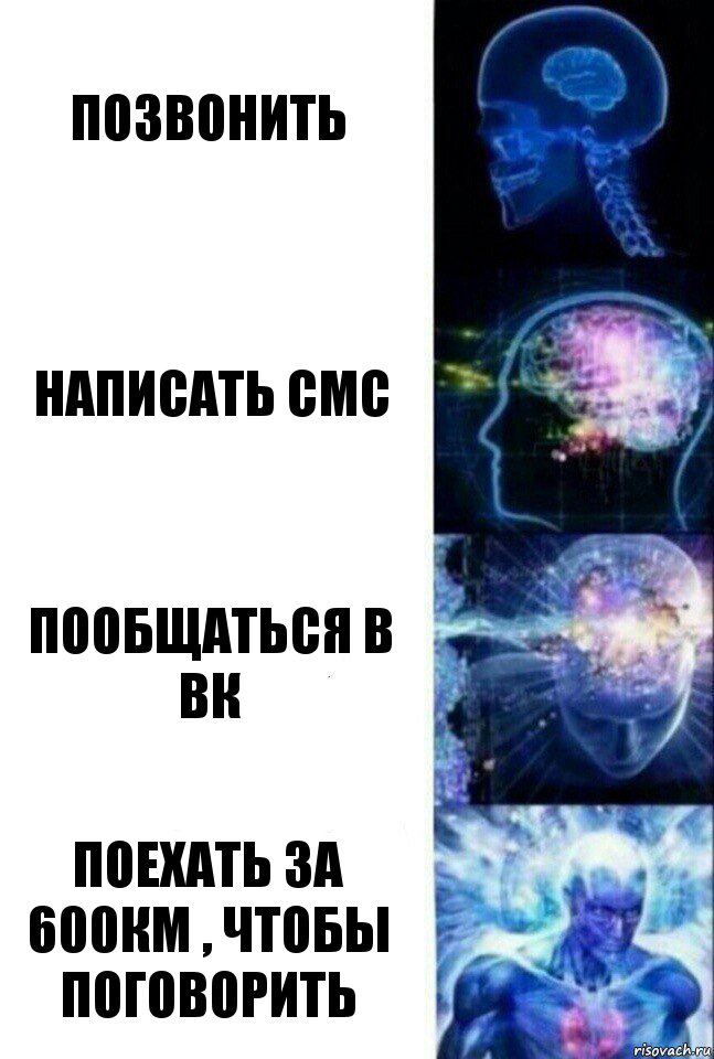 Позвонить Написать СМС Пообщаться в ВК Поехать за 600км , чтобы поговорить, Комикс  Сверхразум