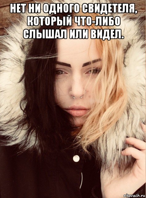 нет ни одного свидетеля, который что-либо слышал или видел. 