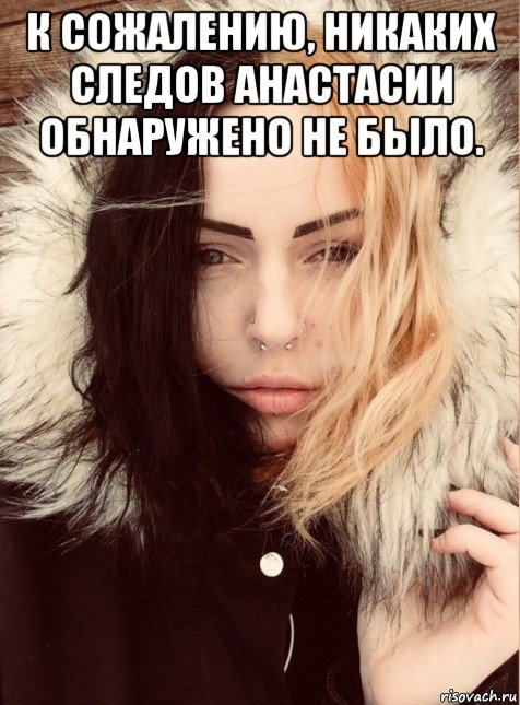 к сожалению, никаких следов анастасии обнаружено не было. 