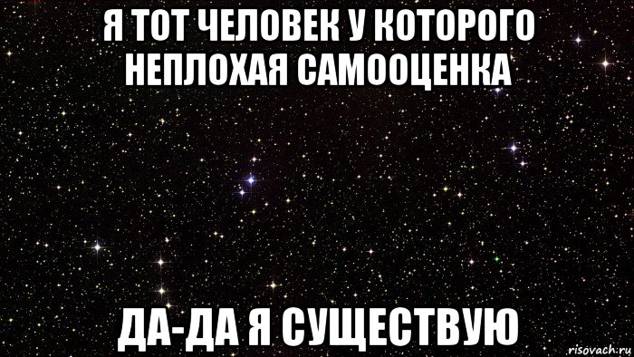 я тот человек у которого неплохая самооценка да-да я существую