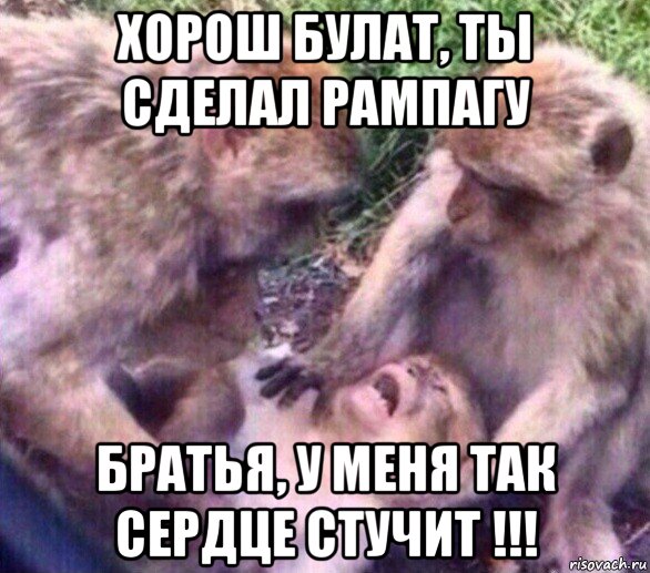 хорош булат, ты сделал рампагу братья, у меня так сердце стучит !!!