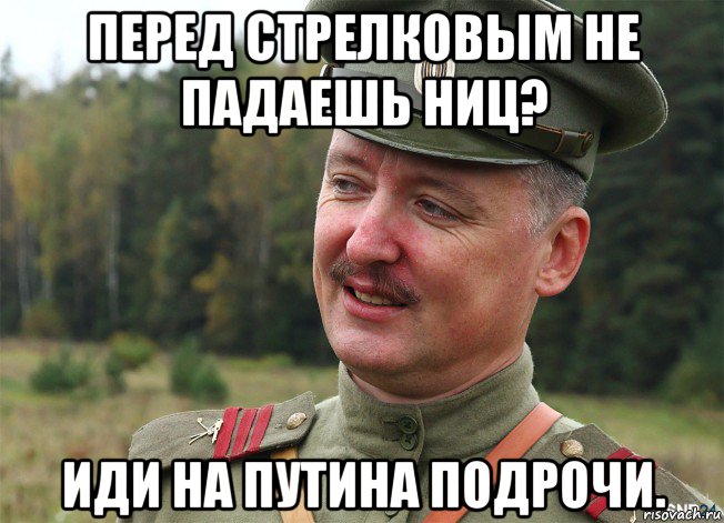 перед стрелковым не падаешь ниц? иди на путина подрочи.