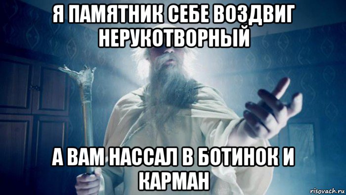 я памятник себе воздвиг нерукотворный а вам нассал в ботинок и карман, Мем Избранник тайной силы