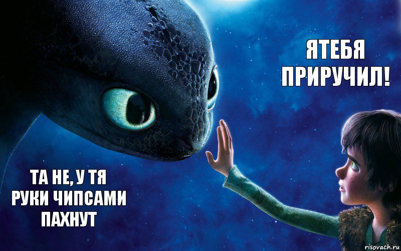 Та не, у тя руки чипсами пахнут Ятебя приручил!