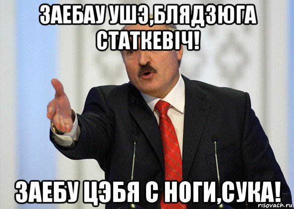 заебау ушэ,блядзюга статкевiч! заебу цэбя с ноги,сука!