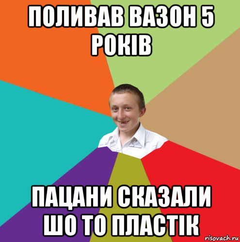 поливав вазон 5 років пацани сказали шо то пластік, Мем  малый паца