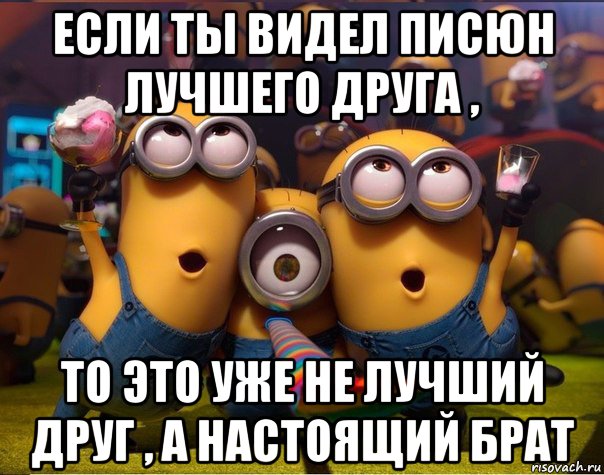 если ты видел писюн лучшего друга , то это уже не лучший друг , а настоящий брат, Мем   миньоны