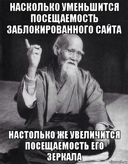 насколько уменьшится посещаемость заблокированного сайта настолько же увеличится посещаемость его зеркала, Мем Монах-мудрец (сэнсей)