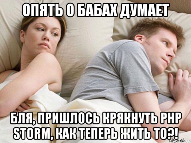 опять о бабах думает бля, пришлось крякнуть php storm, как теперь жить то?!, Мем Наверное опять о бабах думает