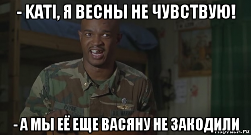 - kati, я весны не чувствую! - а мы её еще васяну не закодили, Мем Ног не чувствую