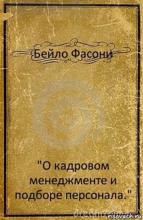 Бейло Фасони "О кадровом менеджменте и подборе персонала.", Комикс обложка книги