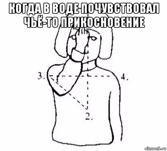 когда в воде почувствовал чьё-то прикосновение , Мем  Перекреститься