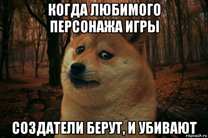 когда любимого персонажа игры создатели берут, и убивают, Мем SAD DOGE