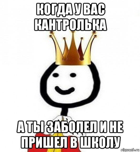 когда у вас кантролька а ты заболел и не пришел в школу, Мем Теребонька Царь