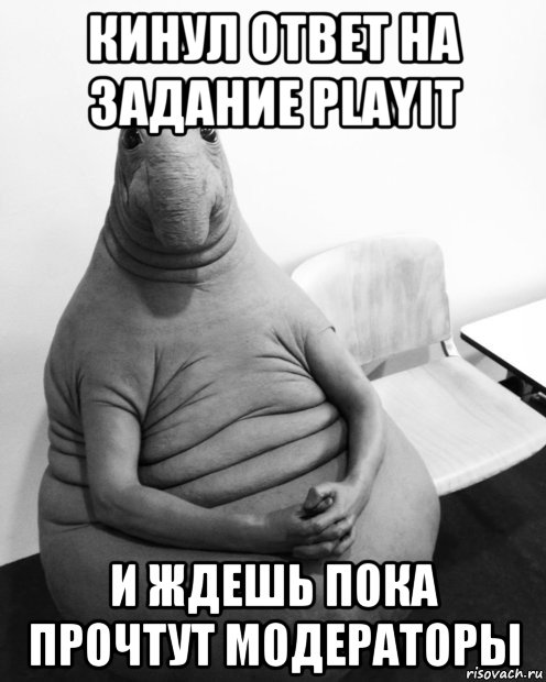 кинул ответ на задание playit и ждешь пока прочтут модераторы, Мем  Ждун