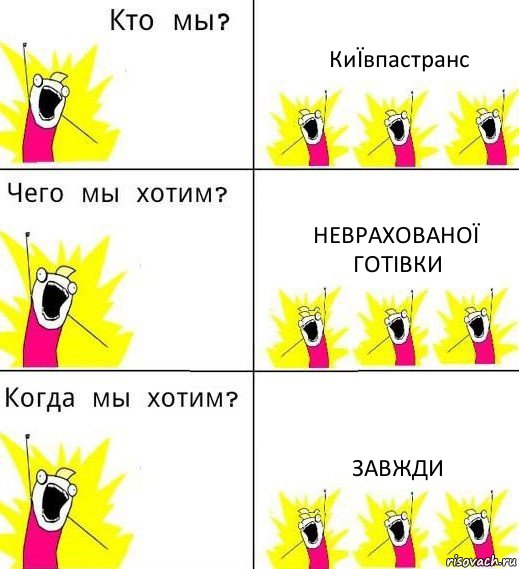 КиЇвпастранс неврахованої готівки завжди, Комикс Что мы хотим