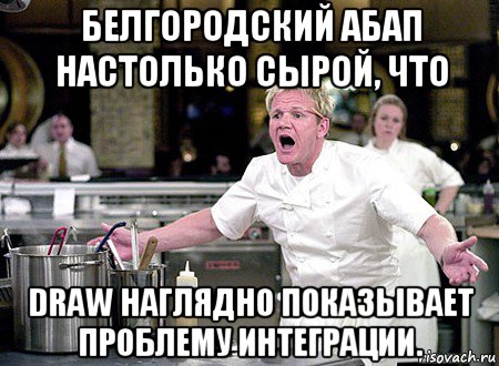 белгородский абап настолько сырой, что draw наглядно показывает проблему интеграции., Мем Гордон Рамзи