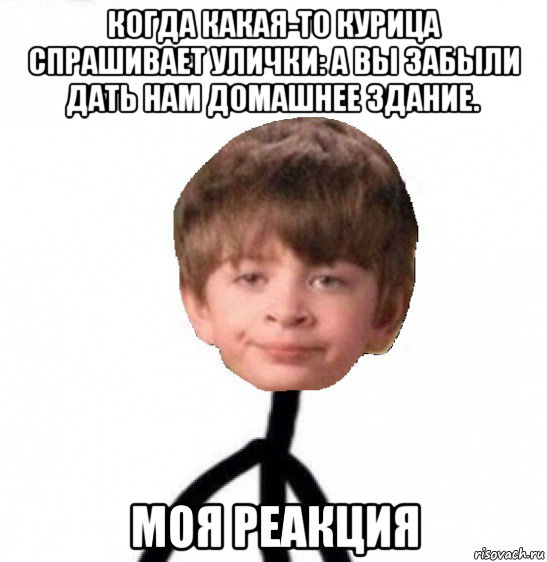 когда какая-то курица спрашивает улички: а вы забыли дать нам домашнее здание. моя реакция, Мем Кислолицый0