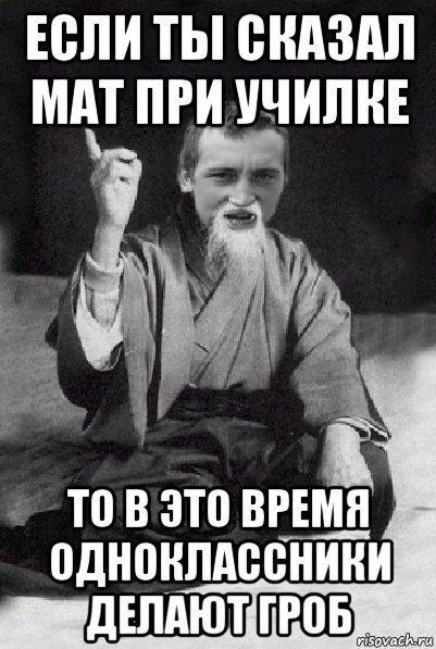 если ты сказал мат при училке то в это время одноклассники делают гроб, Мем Мудрий паца