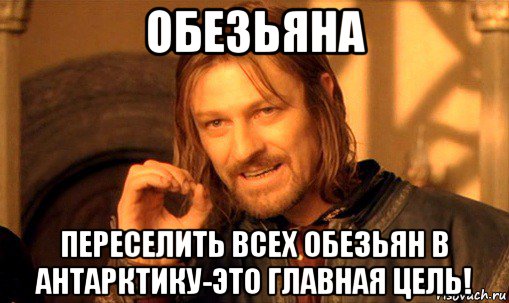 обезьяна переселить всех обезьян в антарктику-это главная цель!, Мем Нельзя просто так взять и (Боромир мем)