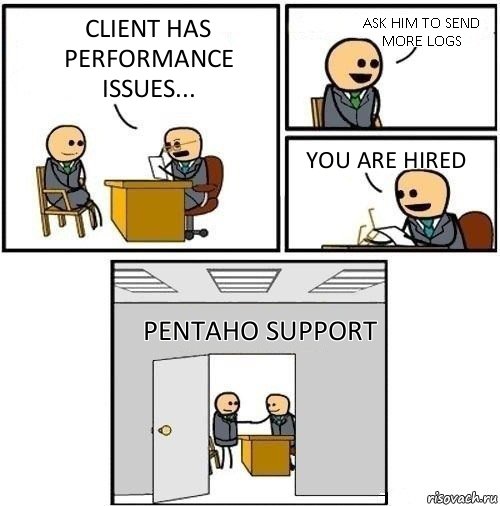 Client has performance issues... ask him to send more logs you are hired PENTAHO SUPPORT, Комикс  Приняты