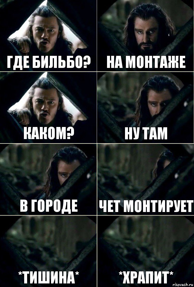 где бильбо? на монтаже каком? ну там в городе чет монтирует *тишина* *храпит*