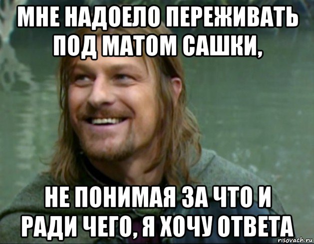 мне надоело переживать под матом сашки, не понимая за что и ради чего, я хочу ответа, Мем Тролль Боромир