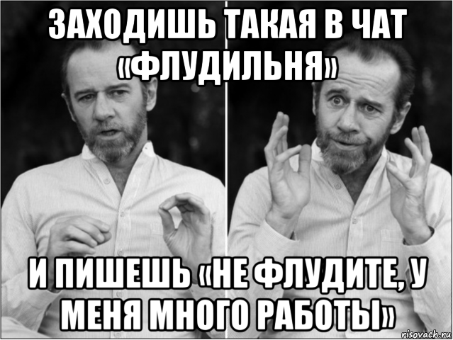 заходишь такая в чат «флудильня» и пишешь «не флудите, у меня много работы»