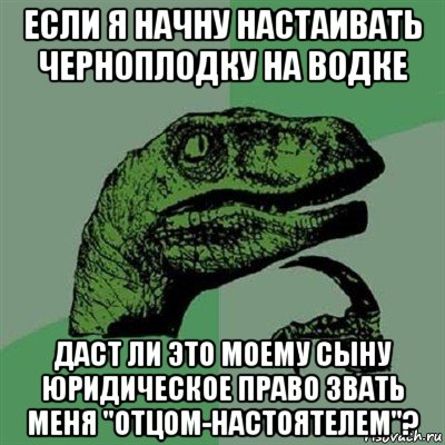 если я начну настаивать черноплодку на водке даст ли это моему сыну юридическое право звать меня "отцом-настоятелем"?, Мем Филосораптор