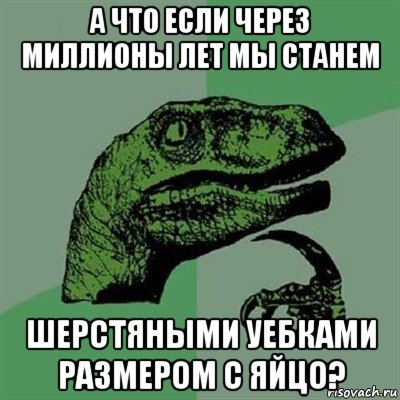 а что если через миллионы лет мы станем шерстяными уебками размером с яйцо?, Мем Филосораптор