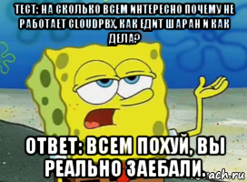 тест: на сколько всем интересно почему не работает cloudpbx, как едит шаран и как дела? ответ: всем похуй, вы реально заебали., Мем ill have you know